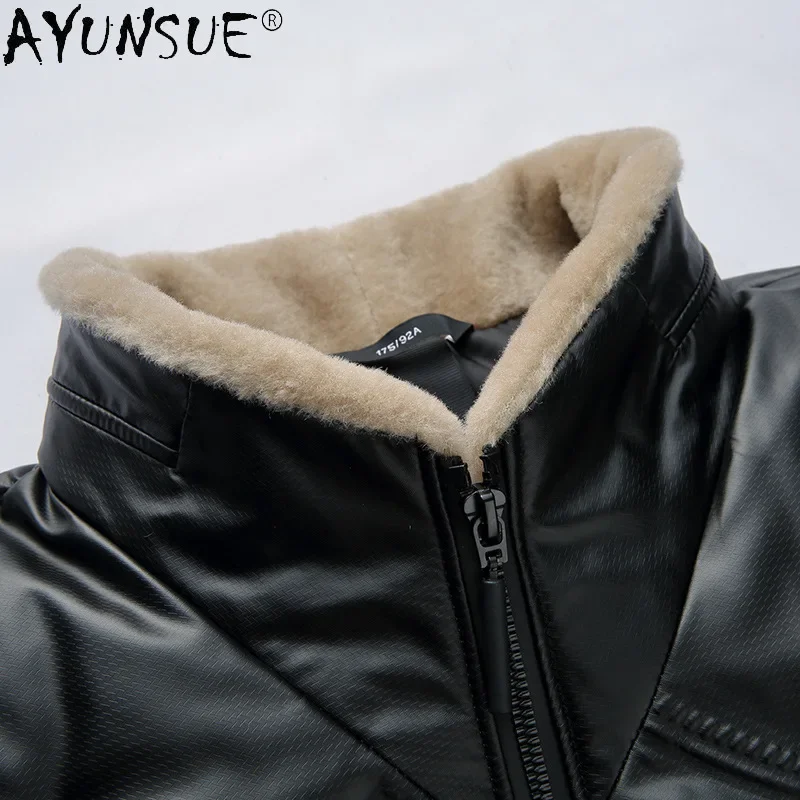 Ayune-Chaqueta de plumón para hombre, abrigo de invierno a la moda con cuello de piel de lana 100%, chaquetas cálidas impermeables, LXR628