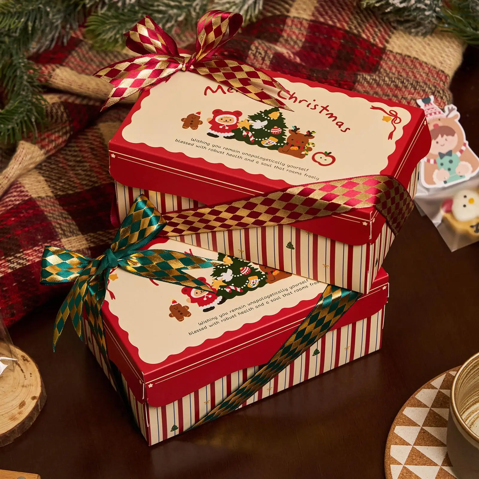20/5Pcs Christmas Cookie Box Candy Chocolate Biscuits Packaging Boxes Xmas Gift Wrapping New Year Party Treat Box
