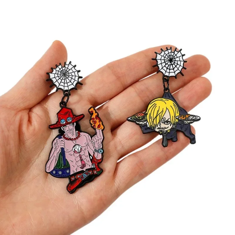 

One Piece Cartoon Q Figural Brooch Sanji Ace Anime Action Figure Matel Toy Badge Merchandise Decoration Children Christmas Gifts