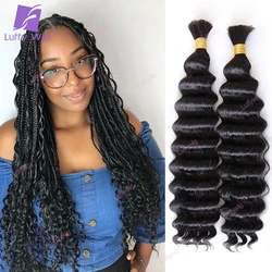 Double Drawn Burmese Deep Wave Human Braiding Hair No Weft Bulk Human Hair Knotless Boho Braids Hair Extensions Wholesale
