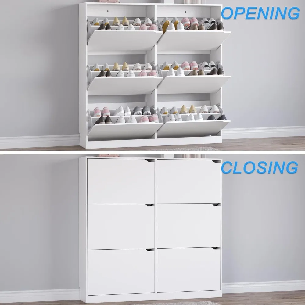 خزانة أحذية رفيعة وضيقة قائمة بذاتها مع 6 أدراج قابلة للطي لتخزين منظم الأحذية في المدخل #5