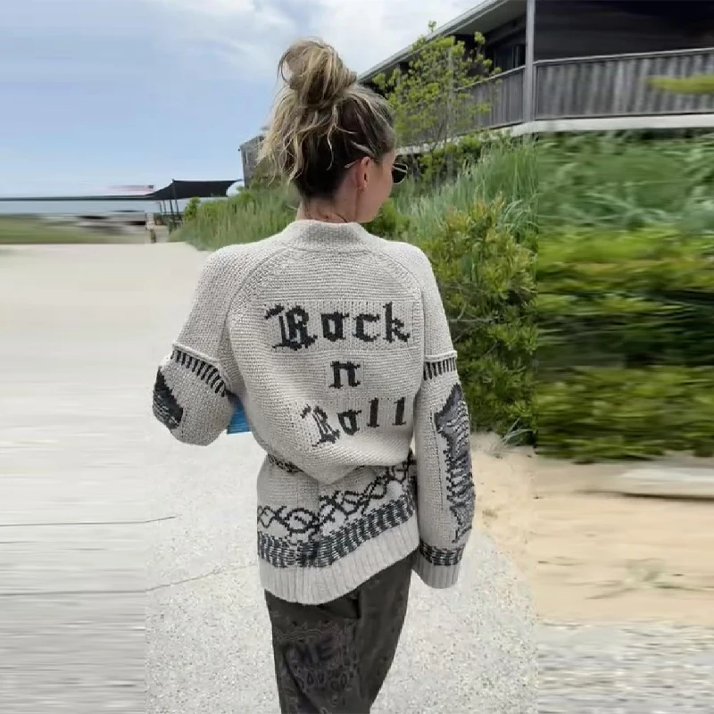 

Women's Long Sleeved Cardigan Knitted Jacket Belt Lace Up Print Female Cardigans Commuting Coat 2025 New Women's Casual Clothes