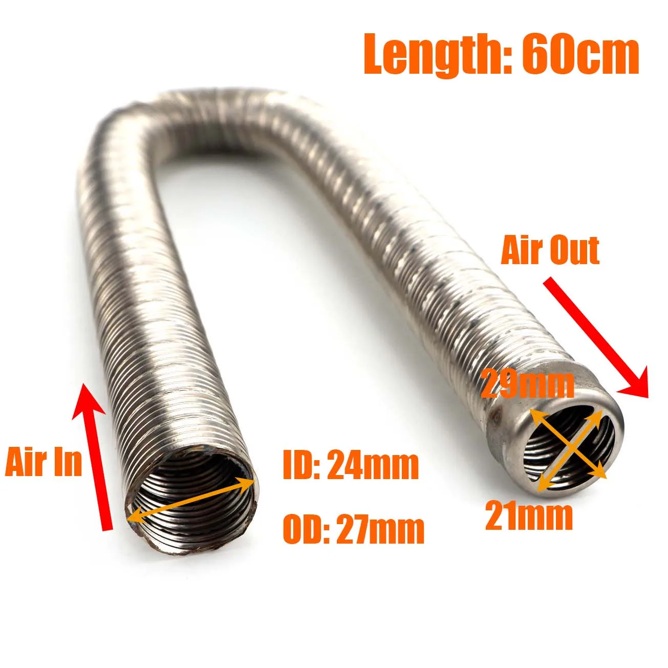 60cm - 300cm 24mm Double Layer Exhaust Pipe Air Diesel Parking Heater Stainless Steel Tube Gas Vent Hose For Car Caravan Camper