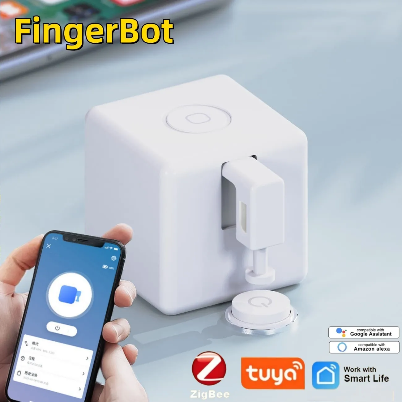 Tuya Zigbee Fingerbot Plus Smart Finger Robot Switch Button Pusher Smart Life Timer Voice Control Works With Alexa Google