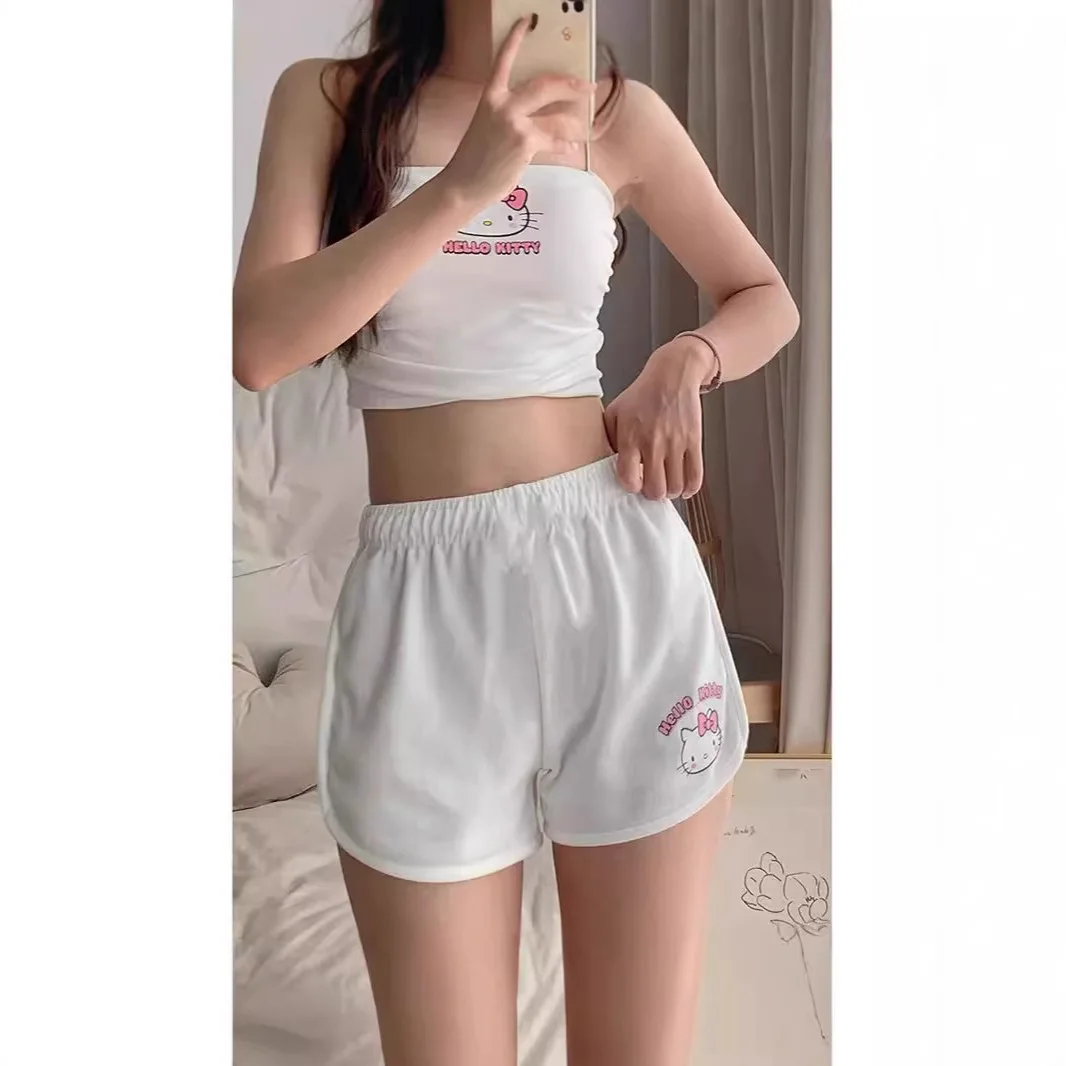 

Hello Kitty Summer Women Outfit Cute Sexy Cartoon Print T Shirt Shorts Set Cool Breathable