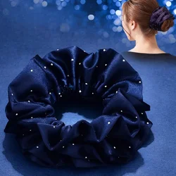 Black Large Hair Band Women's Rhinestones Shining Disc Hair Headband Ponytail Rubber Band Elegant Headgear with Hair Rope