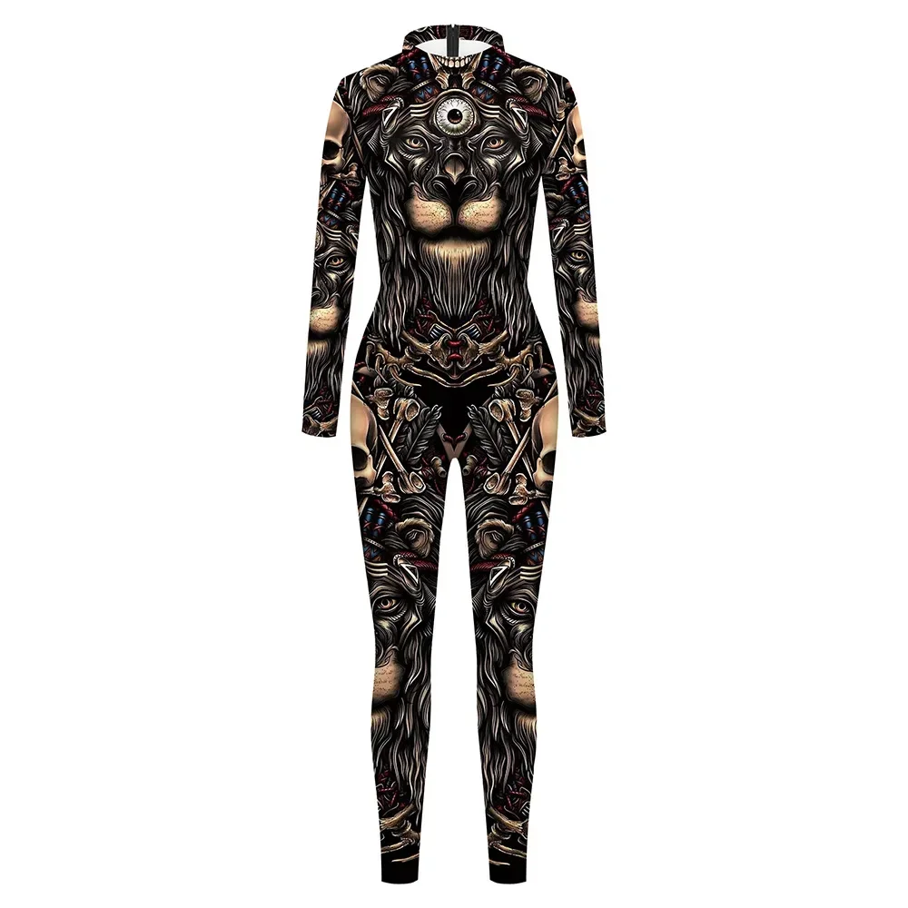 Kobiety Mężczyźni Future Robot Punk Iron Lions Eyes 3D Print Jumpsuit Tight Bodysuit Halloween Party Cosplay Costumes Dress Up Outfit