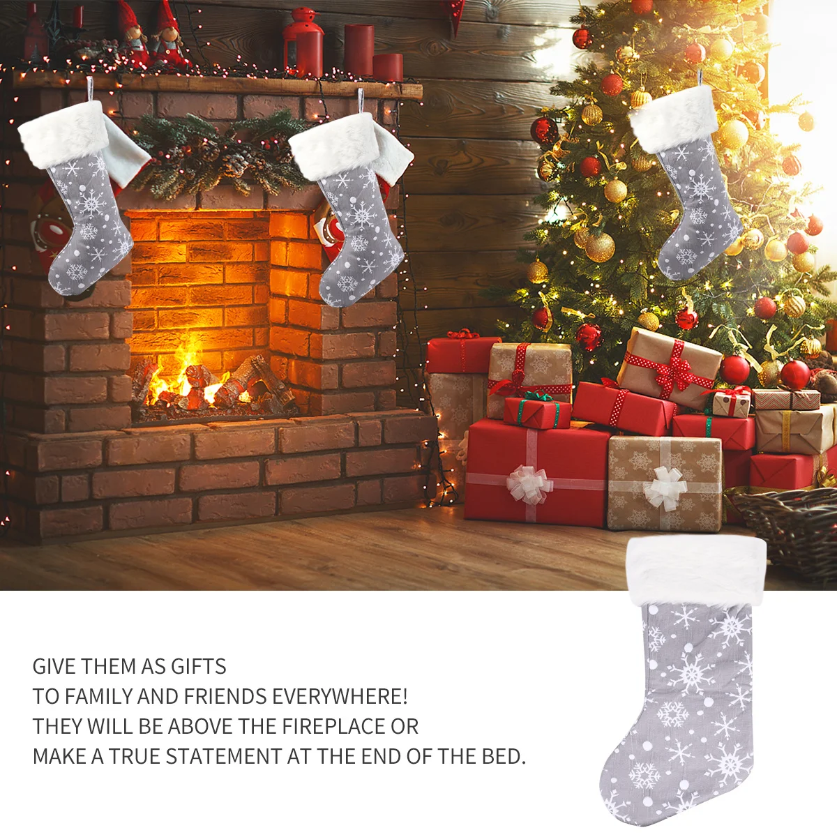 

Christmas Gift Stocking Premium Fabric Wear Resistant Non Fading Candy Sweets Hanging Pouch for Home Party Decoration