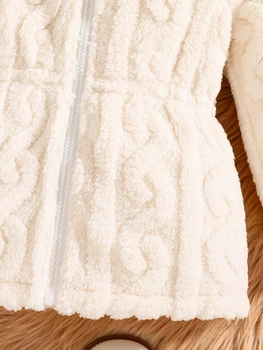 Girls Coral Velvet Jacket 5 Spring and autumn new girls fashion home outdoor casual clothing children's knitted hooded coral velvet white coat 4Y-8Y jacket 5