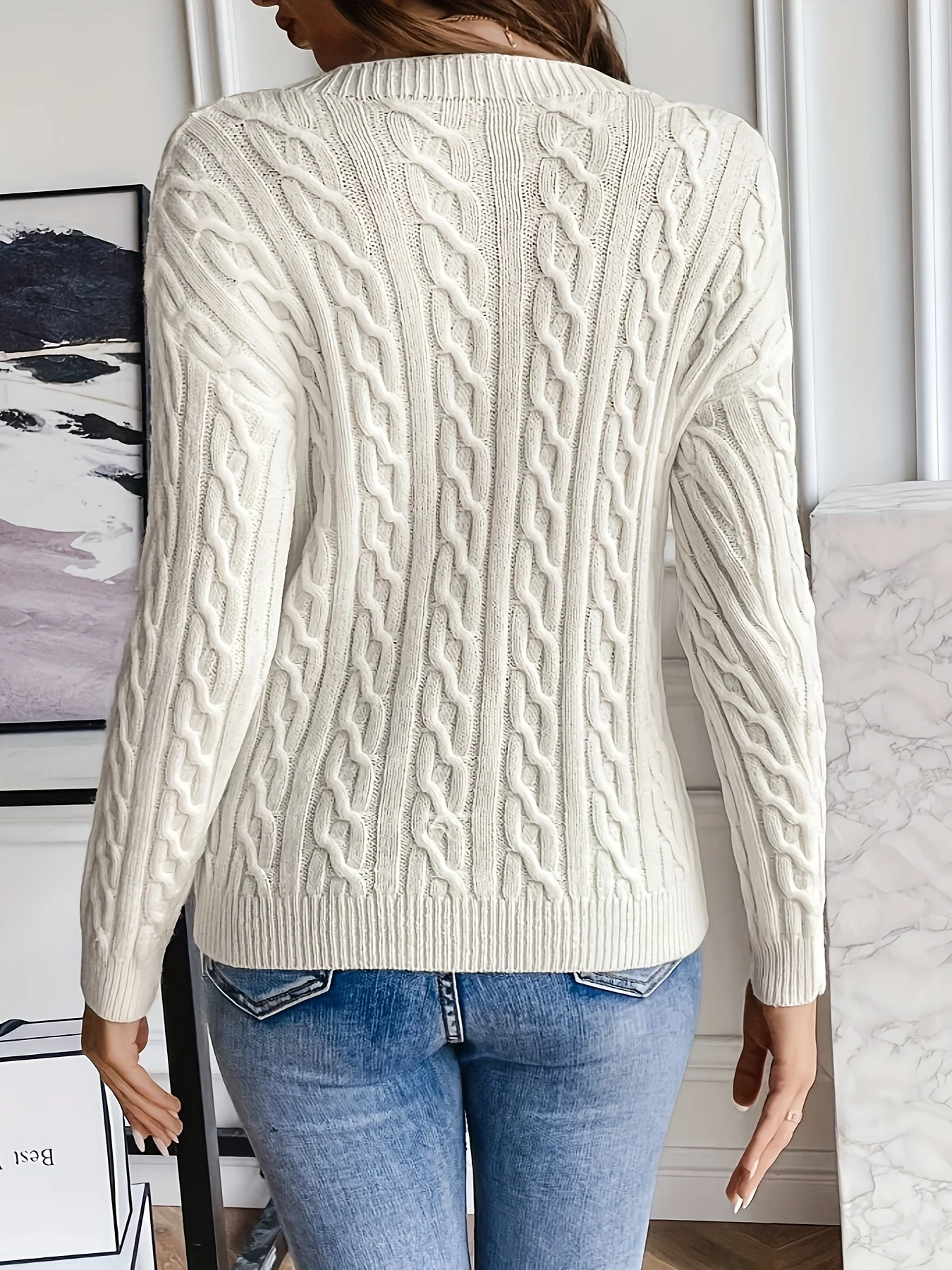 2024 new casual and versatile knitted dropped-sleeve pullover sweater