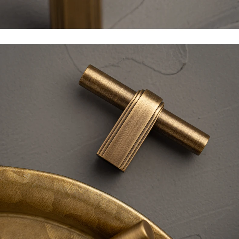 Antique brushed brass wardrobe pull and cabinet knob — supplier illustration 23
