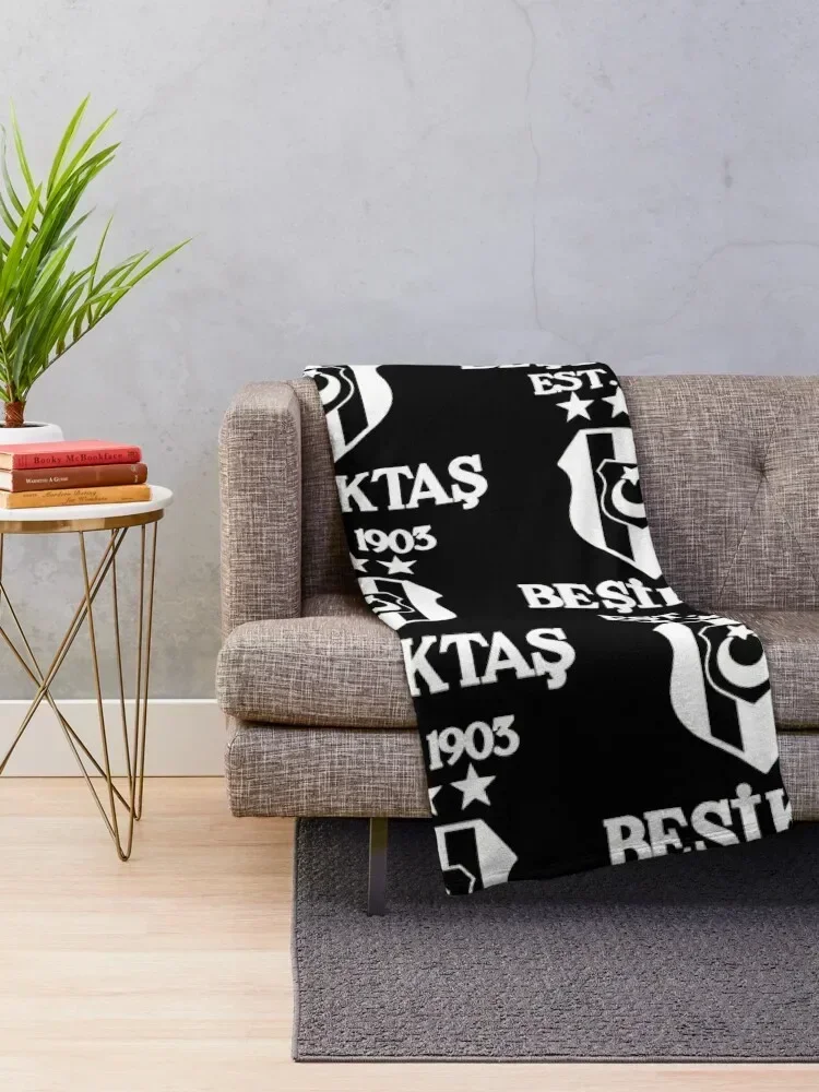 Besiktas White Throw Blanket for sofa For Sofa Thin blankets ands Blankets