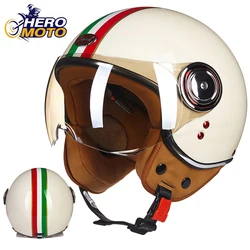 BEON Motorcycle Helmet Retro Vintage Moto Helmet Moto Capacete De Moto 3/4 Open Face Moto Scooter Motorbike Helmet Men Women