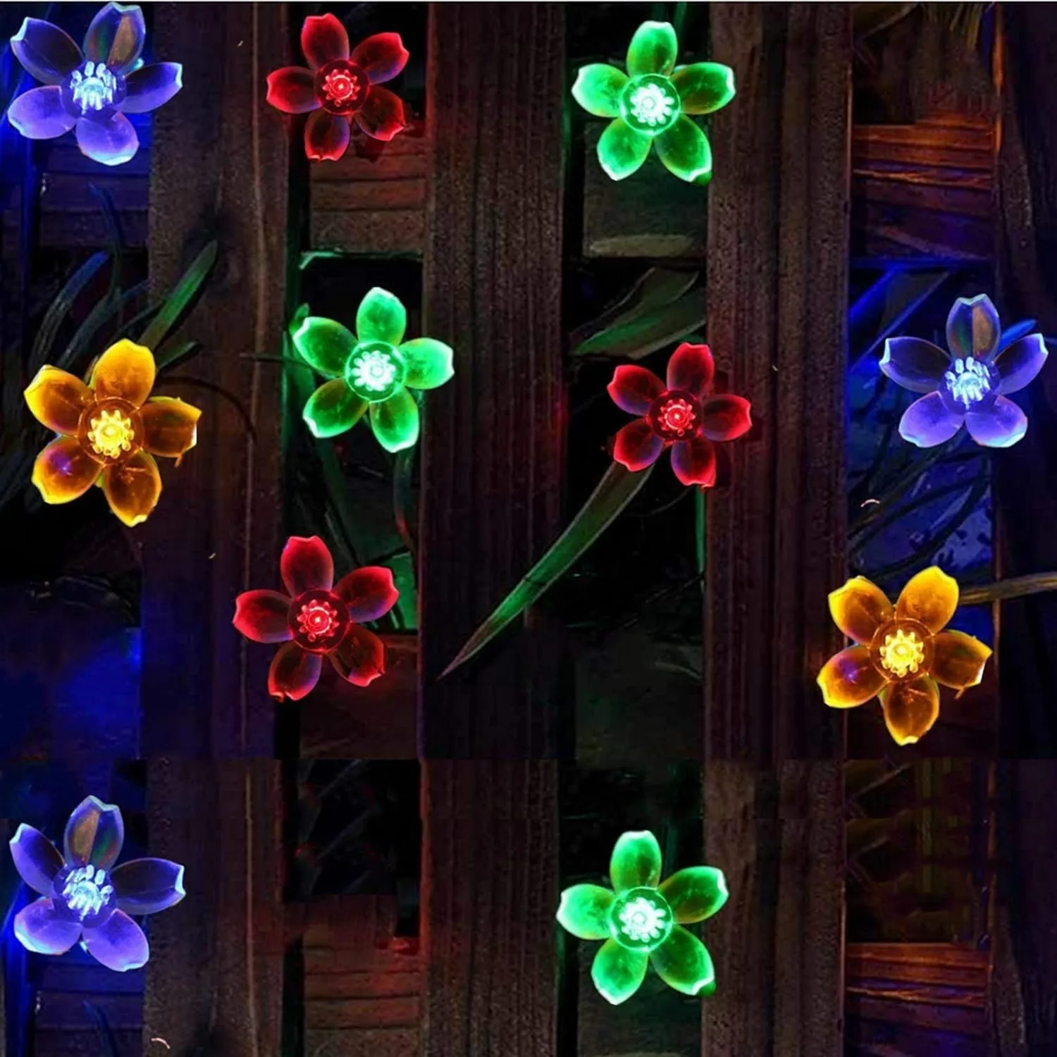 Solar Garden Light Flower Outdoor Solar String Lights Waterproof Fairy Simulation Floral Garlands Lamp Christmas Decoration