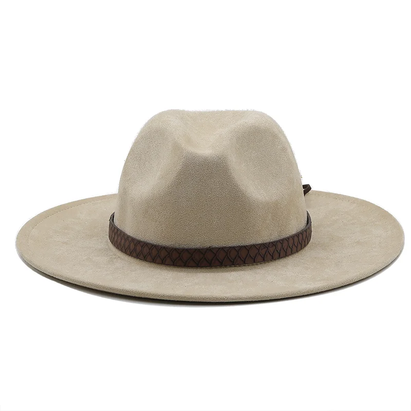 Solid color Suede fedoras panama hat felt hat for male Jazz hats cowboy hat for women and men winter men cap wide brim hat