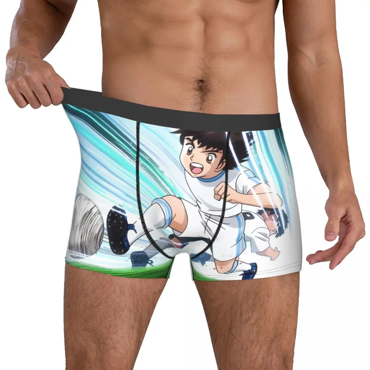 Kick The Football Captain Tsubasa Soccer Anime Underpants Breathbale Panties Male Underwear Print Shorts Boxer Briefs