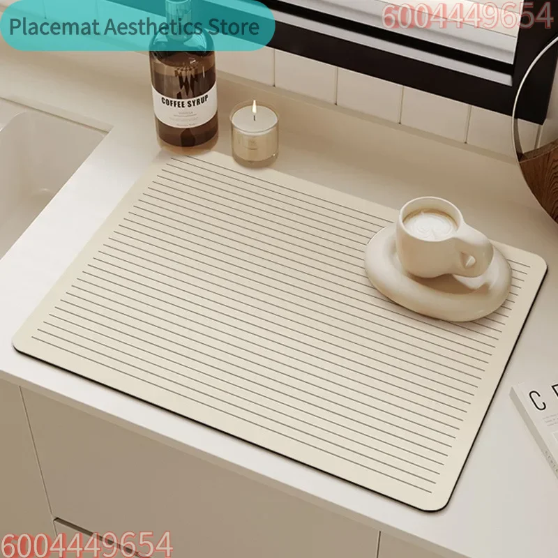 Saugfähige große Matte, rutschfest, zum Abtropfen von Geschirr, schnell trocknend, elegant, minimalistisch, für Küche und Badezimmer, Abtropfmatte, Geschirrdekoration