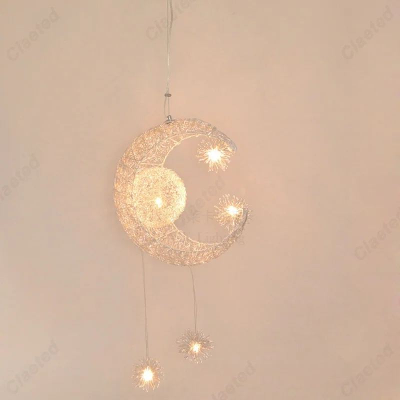 Nordic Moon-shaped LED Pendant Light Ceiling Hanging Lamp for Bedroom Bedside Living Room  Kids Room Home Decorative Lighting