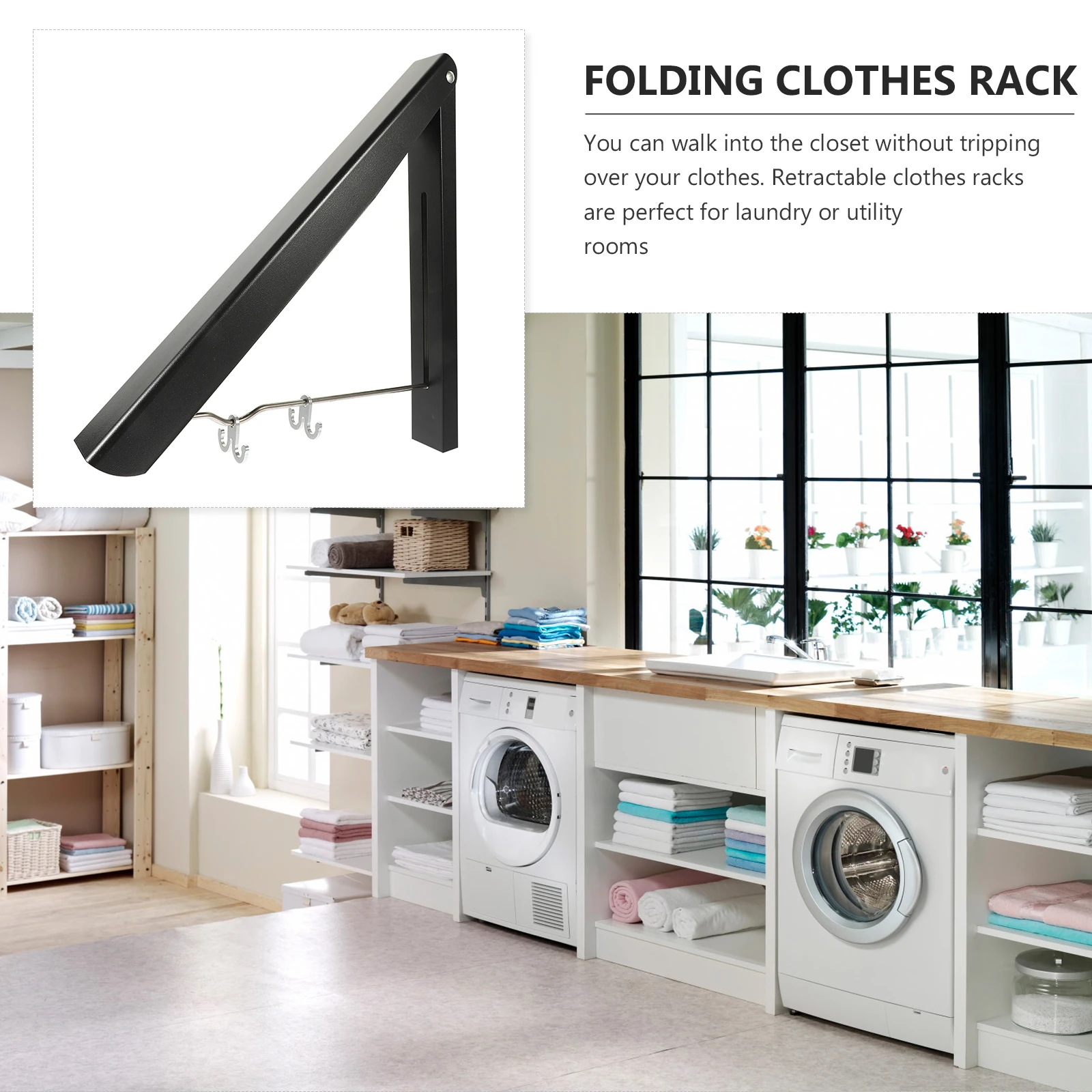 

Wall Mounted Drying Rack Foldable Clothes Hanger Laundry Rack Portable Home Washroom Use Strong Load Bearing Easy Clean