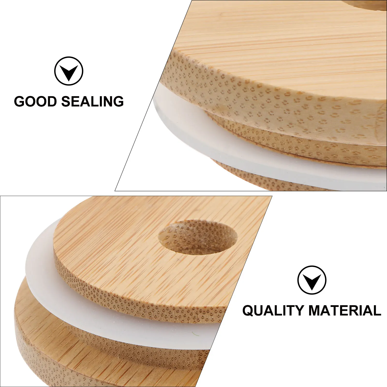 

8pcs Bamboo For Glass Jar Wooden Coffee Mug Jar Cans Storage Bottle Cover Sealed Lid 70Mm Premium Reusable Bamboo Wood