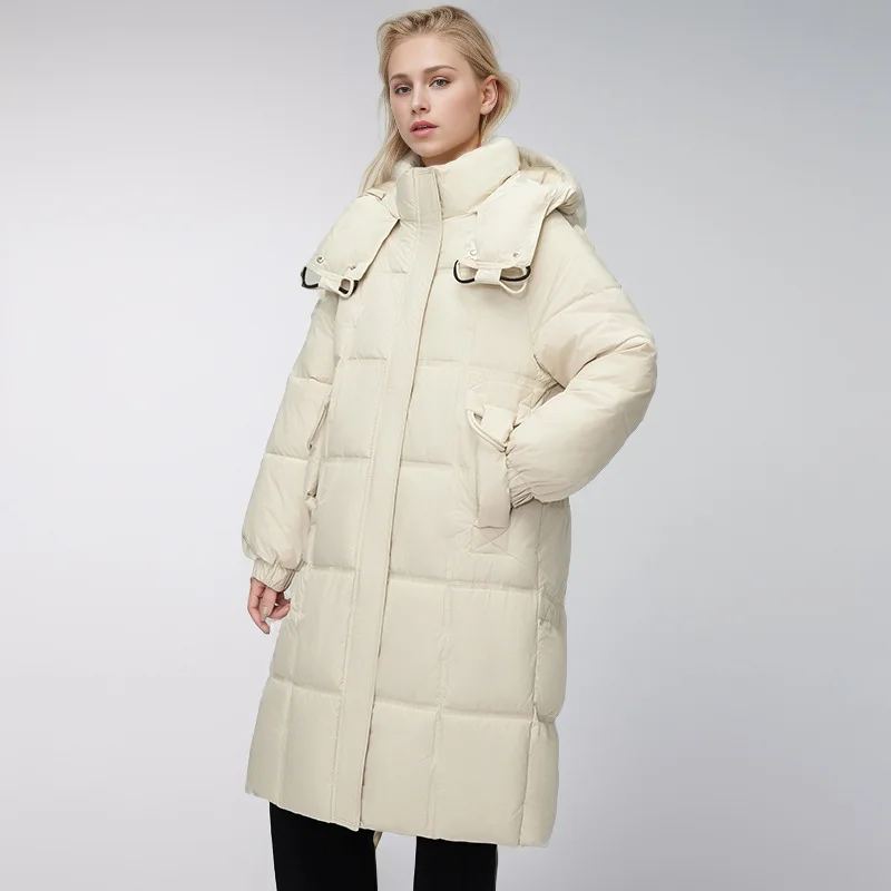 2024 New Winter Women Long Parkas Pockets Thick Warm Hooded Down Cotton Coat Female Loose Puffer Jackets Windproof Snow Overcoat