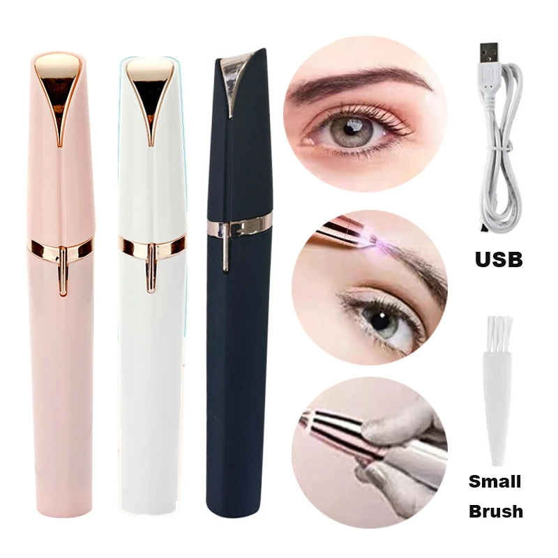 USB Electric Eyebrow Trimmer Painless Eye Brow Epilator Mini Shaver Razors Portable Facial Nose Hair Remover Depilator Make Tool