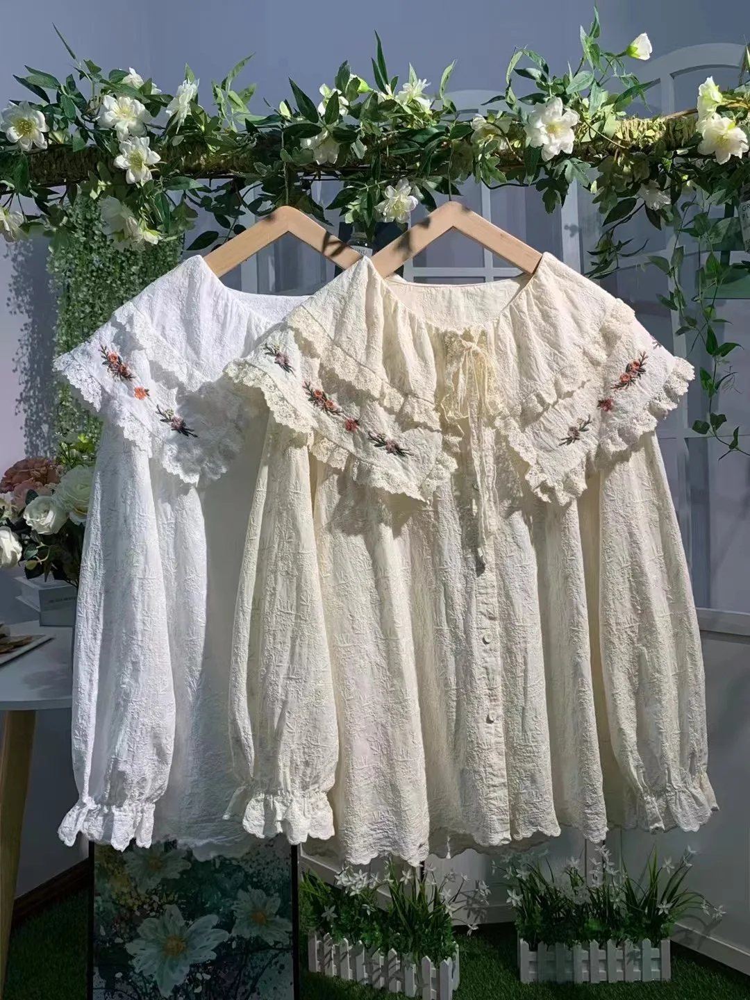 Otoño nuevo algodón suelto irt con bordado largo Sve cuello alto cinturón diseño japonés Sle mujer Premium Faion