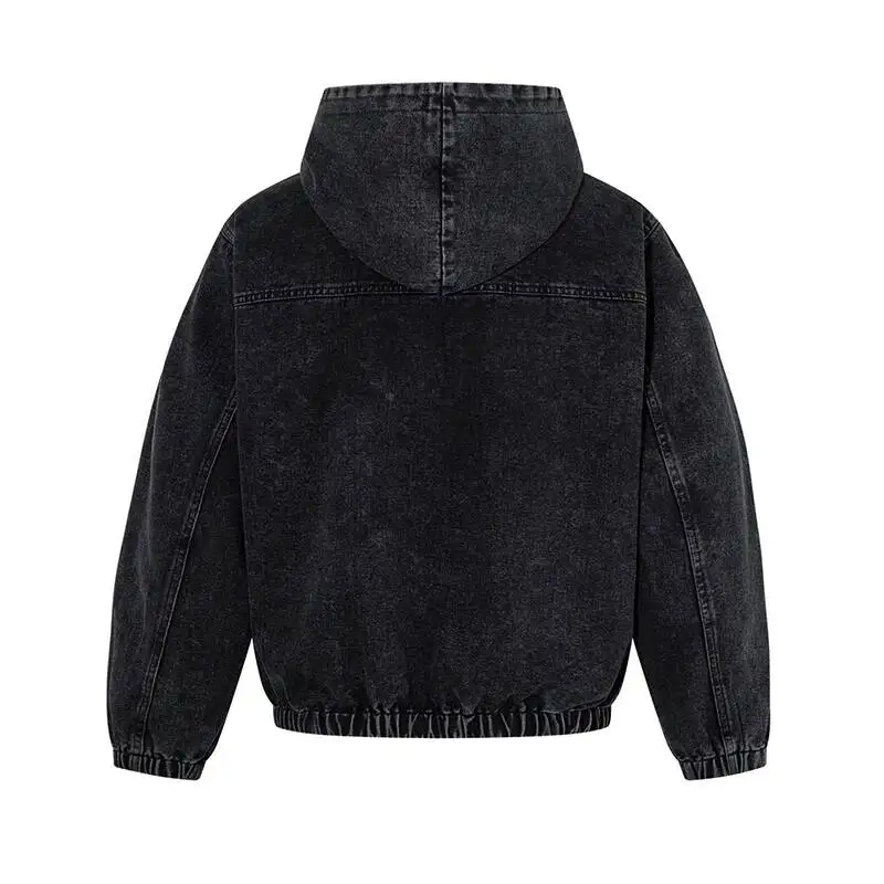 American Style Denim Hoodie Trendy Airplane Button Design Versatile Coats 2026 Spring Autumn Loose Casual Pullovers XDE5