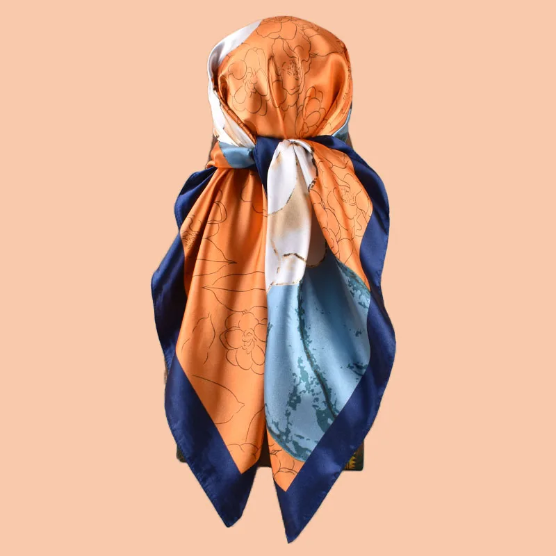 

1 шт., элегантный шелковый квадратный шарф Tussah с цветочным узором, универсальный модный платок с запахом для путешествий, вечеринок, дам, разноцветный