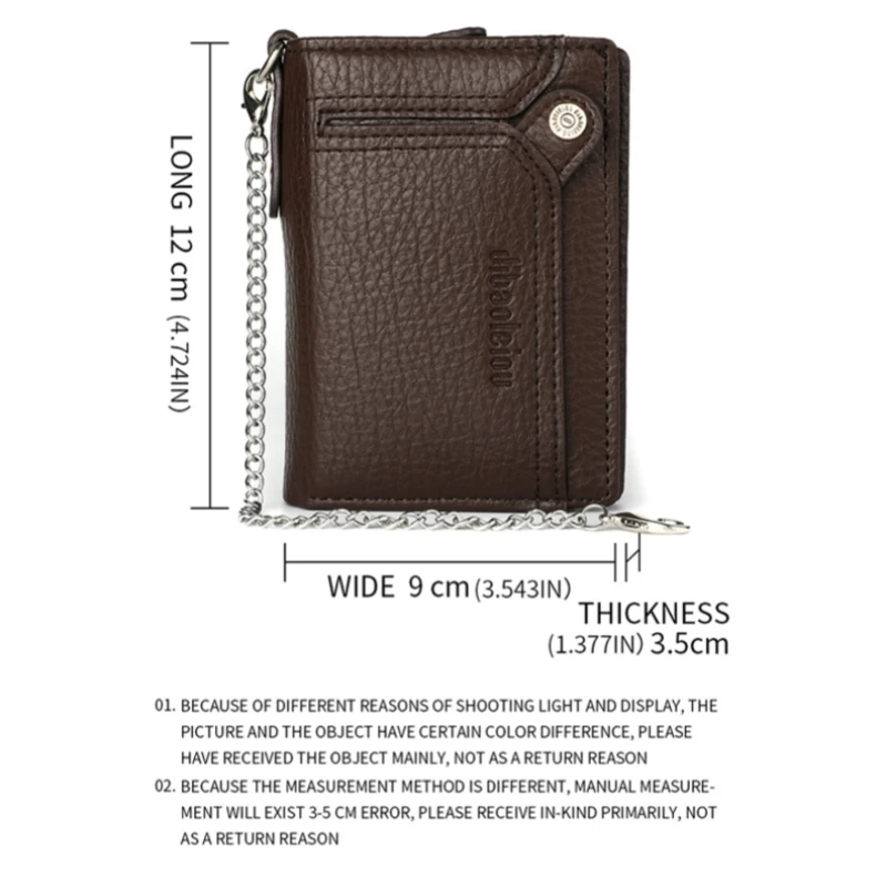 1pc Men's New Multifunctional Wallet, Large Capacity Credit Card Bag, PU Purse With Chain Strap