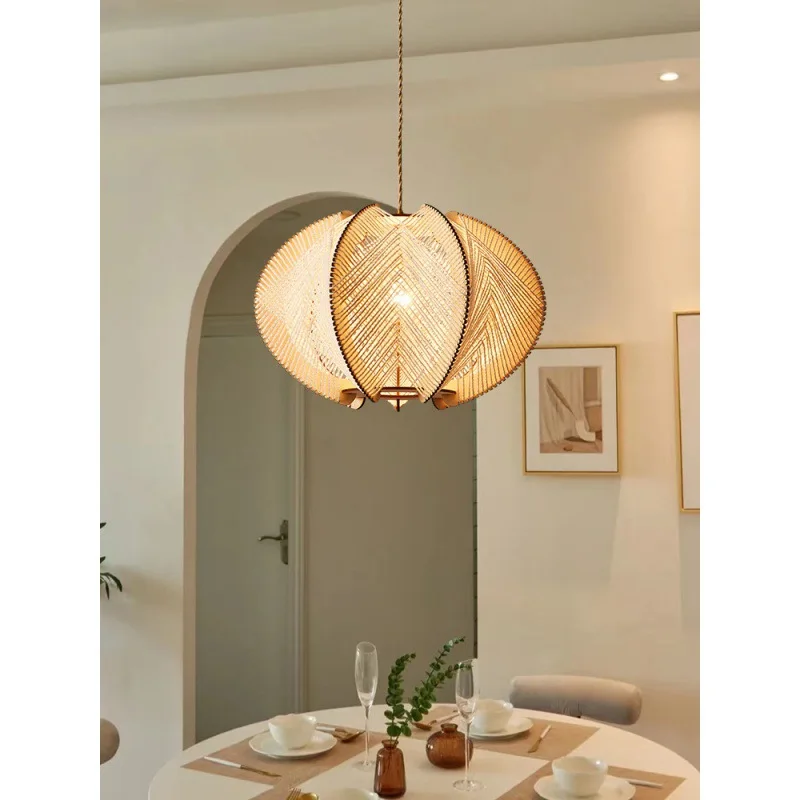 

Japanese Chandelier Restaurant Living Room Bedroom Homestay Study Nordic Minimalist Log Pumpkin Decorative pendent lamp