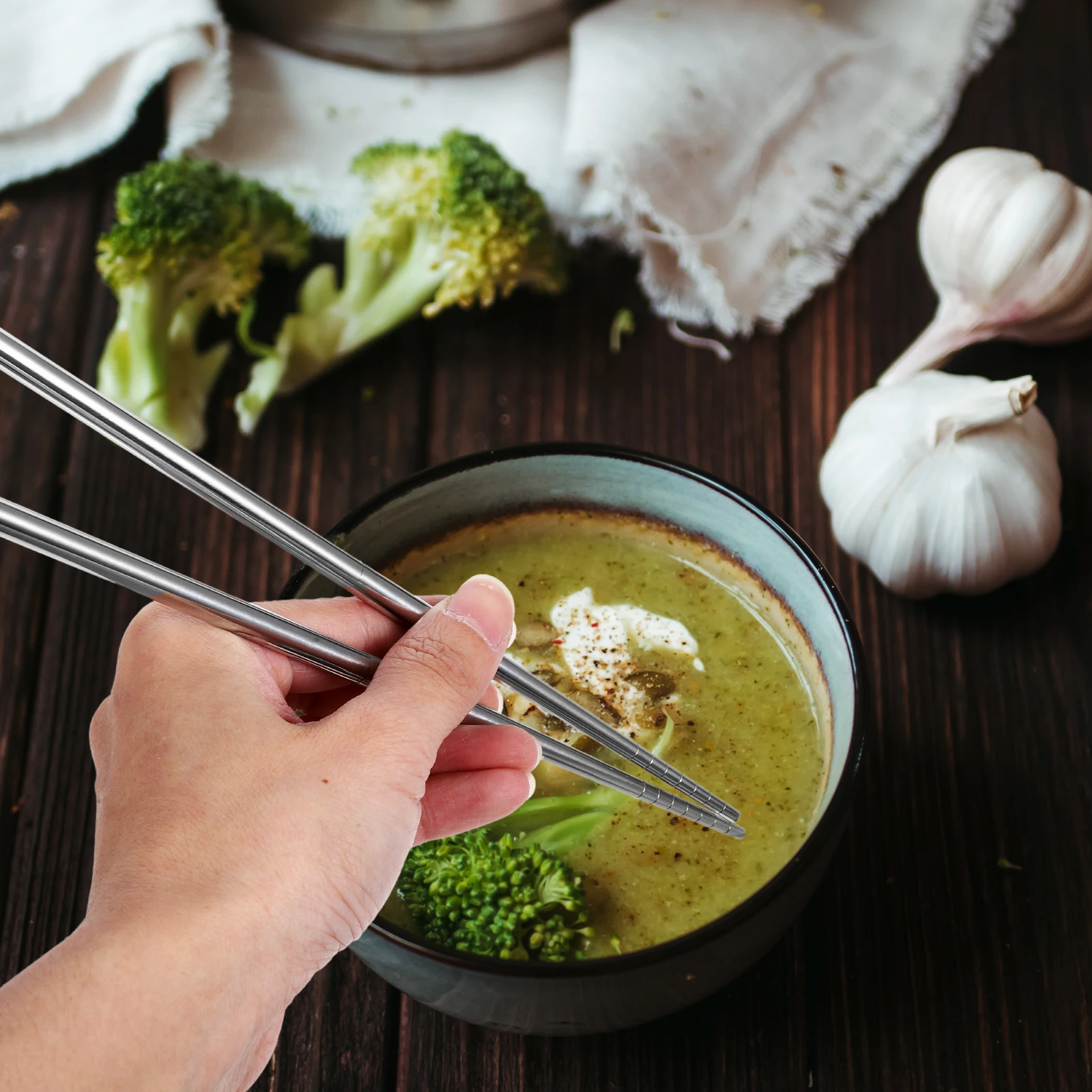 

1 Pair Stainless Steel Chopstick Set Foldable Travel Utensils Metal Case Portable Reusable Kitchen Tableware Silverware Dining