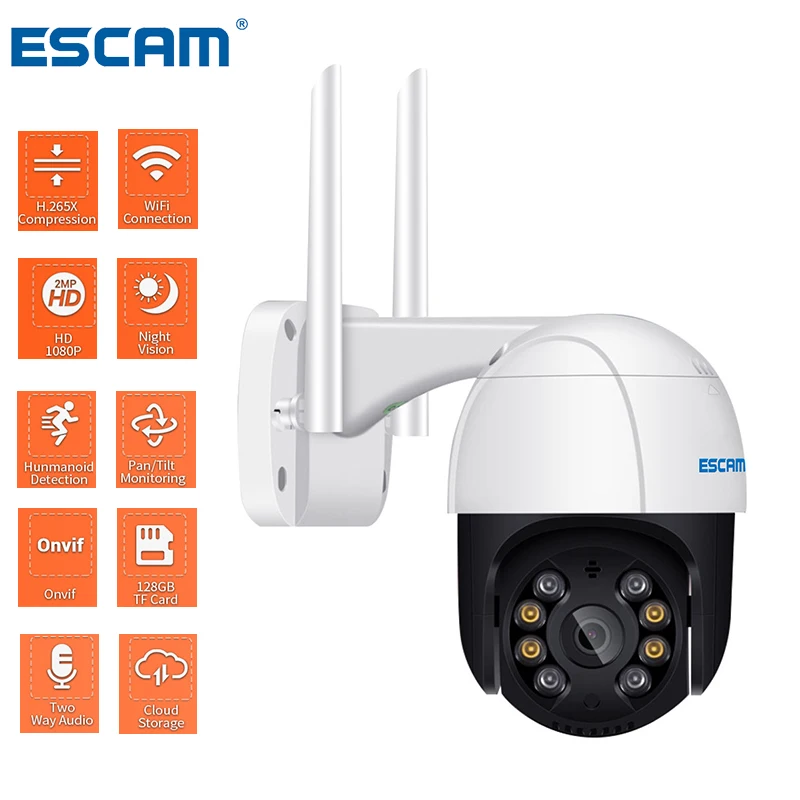 Imagem -04 - Escam Qf218 1080p Pan Tilt ai Detecção Humanóide Armazenamento em Nuvem Câmera ip Wifi à Prova Dágua com Câmeras de Vigilância de Áudio Bidirecional