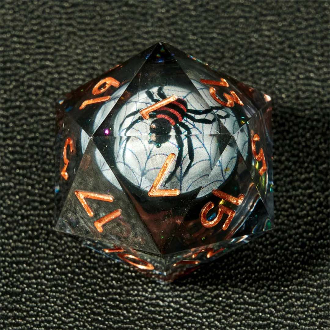 7PCS Resin Spider Dice Halloween DND Dice Set Polyhedral Resin Dice Game RPG Resin Sharp Edge Dice set for Dungeons & Dragon