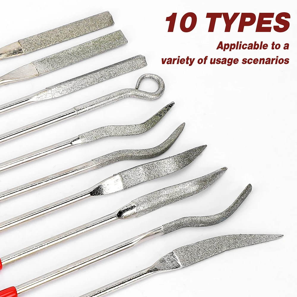 10 قطعة/المجموعة البسيطة الماس ملف مجموعة غرامة 150 حصى الماس ملف شقة مثلث إبرة الملفات للمعادن الزجاج السيراميك أدوات النجارة #3