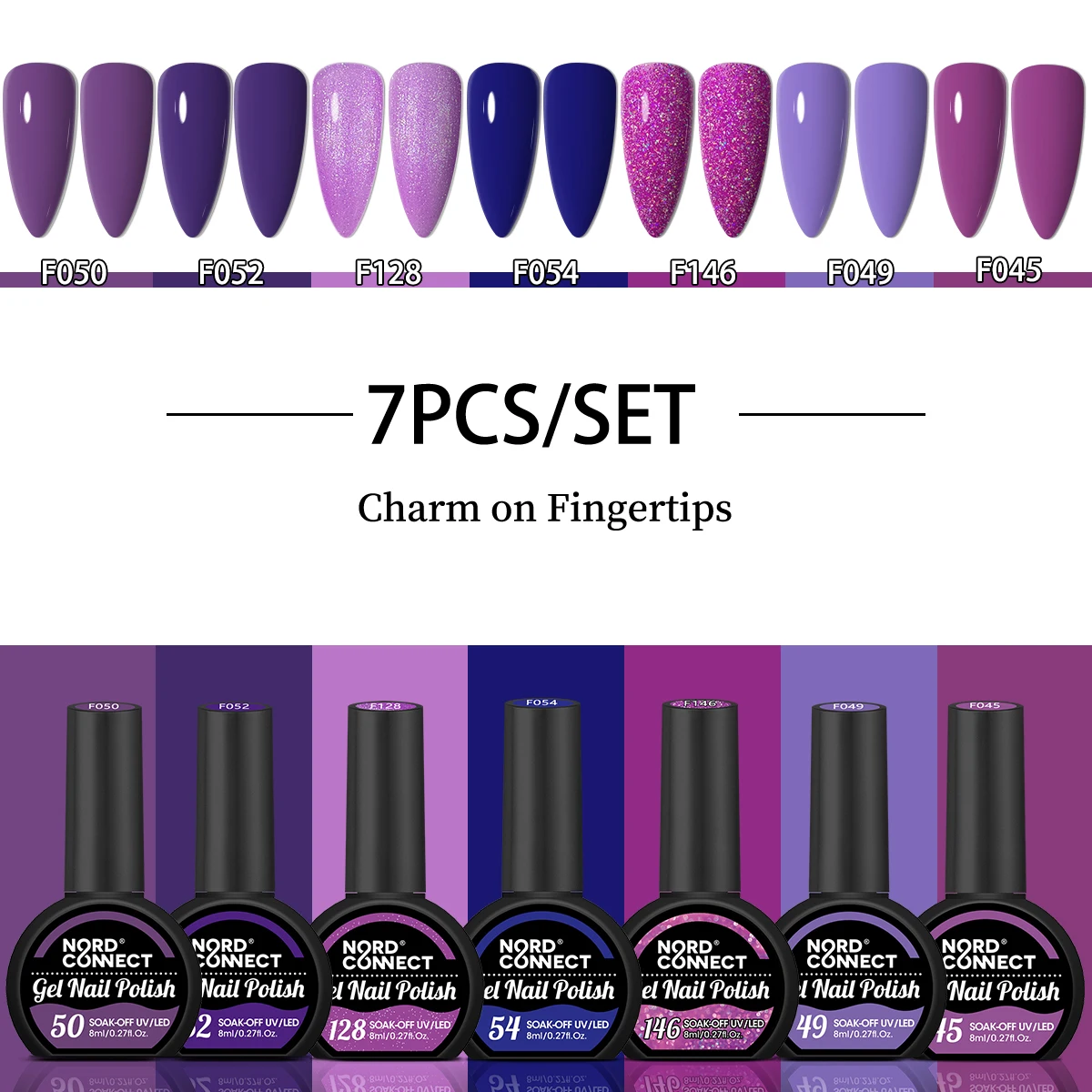 ยาทาเล็บเจลชนิดออกฤทธิ์ยาวนาน 7 ชิ้น ประกายวิ้งค์สวยงาม เหมาะสำหรับตกแต่งเล็บและเสริมความงามเล็บ ปราศจากน้ำหอม ปราศจากสารตะกั่ว