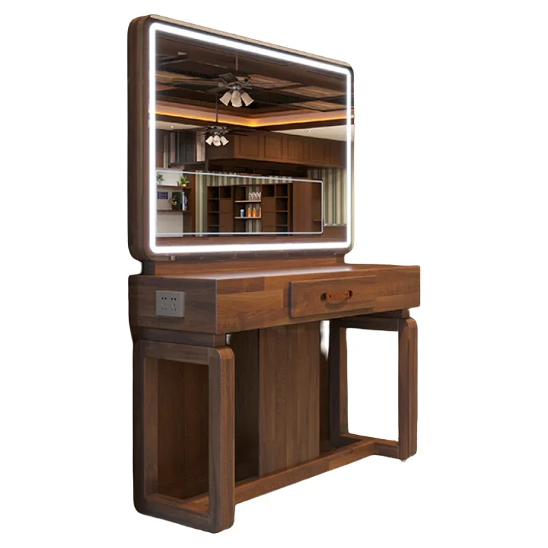 Retro solid wood hairdresser mirror