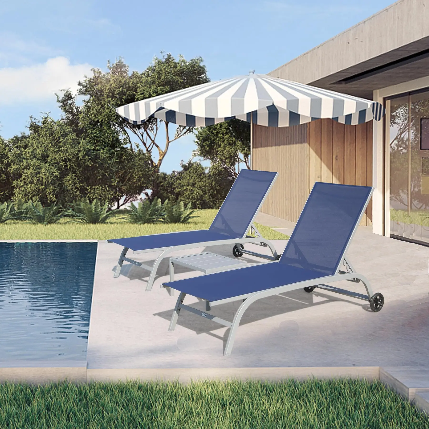 

Modern Luxury Pool Chair Sun Loungers Wholesale Aluminum Stacking Beach Sun Bed Garden Furniture Outdoor Metal Chaise Lounge