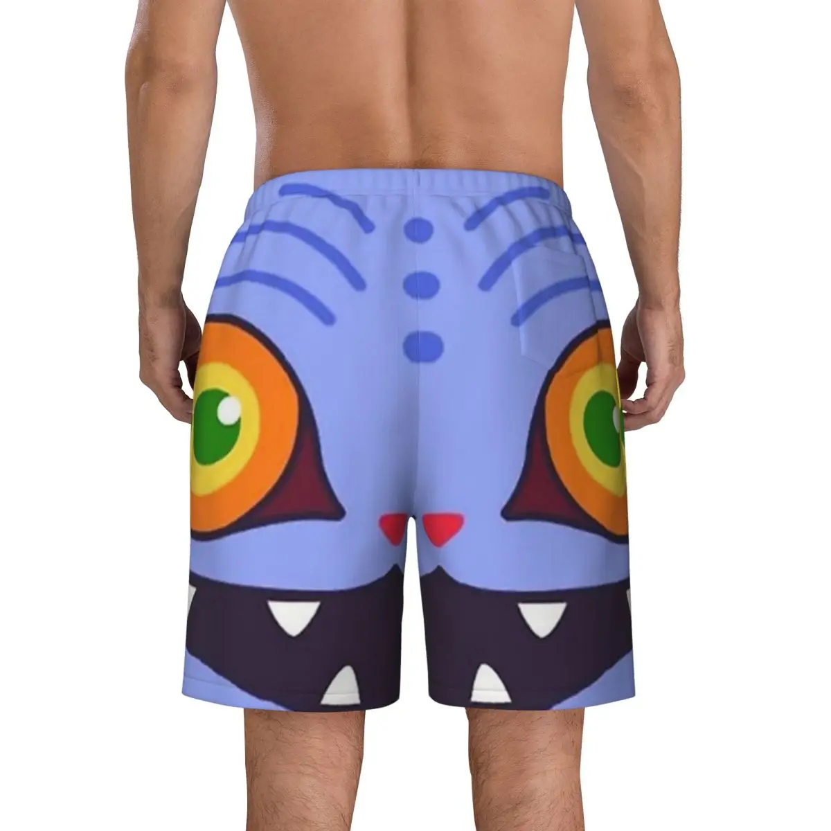 Kpop Demon Hunters Blue Tiger Face Board Shorts Summer Huntrix Running Surf Board Short Pants Men Hawaii Plus Size Swim Trunks