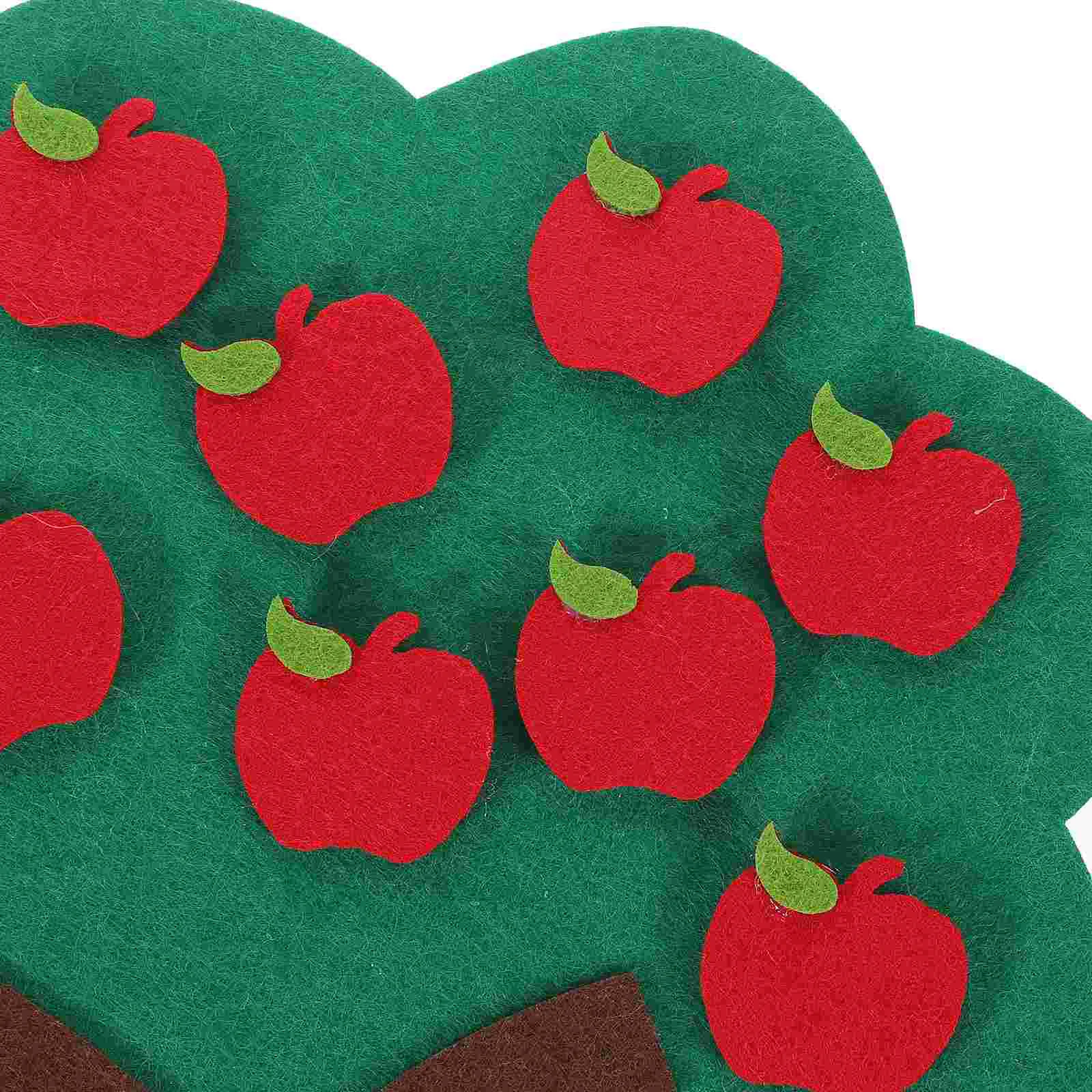 Felt ของเล่นโรงเรียนอนุบาล Apple Tree ดิจิตอลไม่ทอแอปเปิ้ลจํานวนการจับคู่หน่วยความจําเกมเด็กวัยหัดเดินปริศนาสติกเกอร์