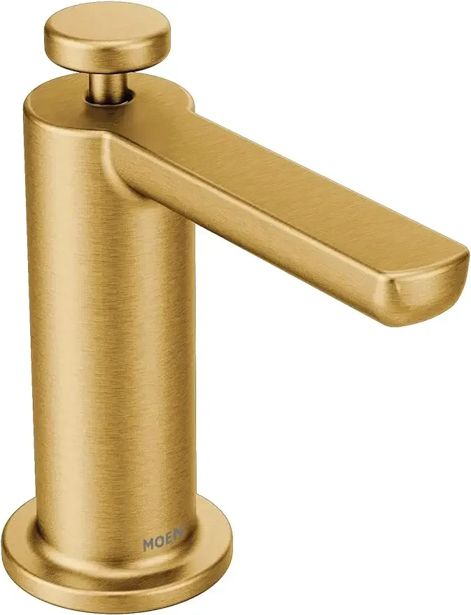 Moen S3947BG Modern Deck Mounted Kitchen Soap Dispenser with Above the Sink Refillable Bottle, Brushed Gold