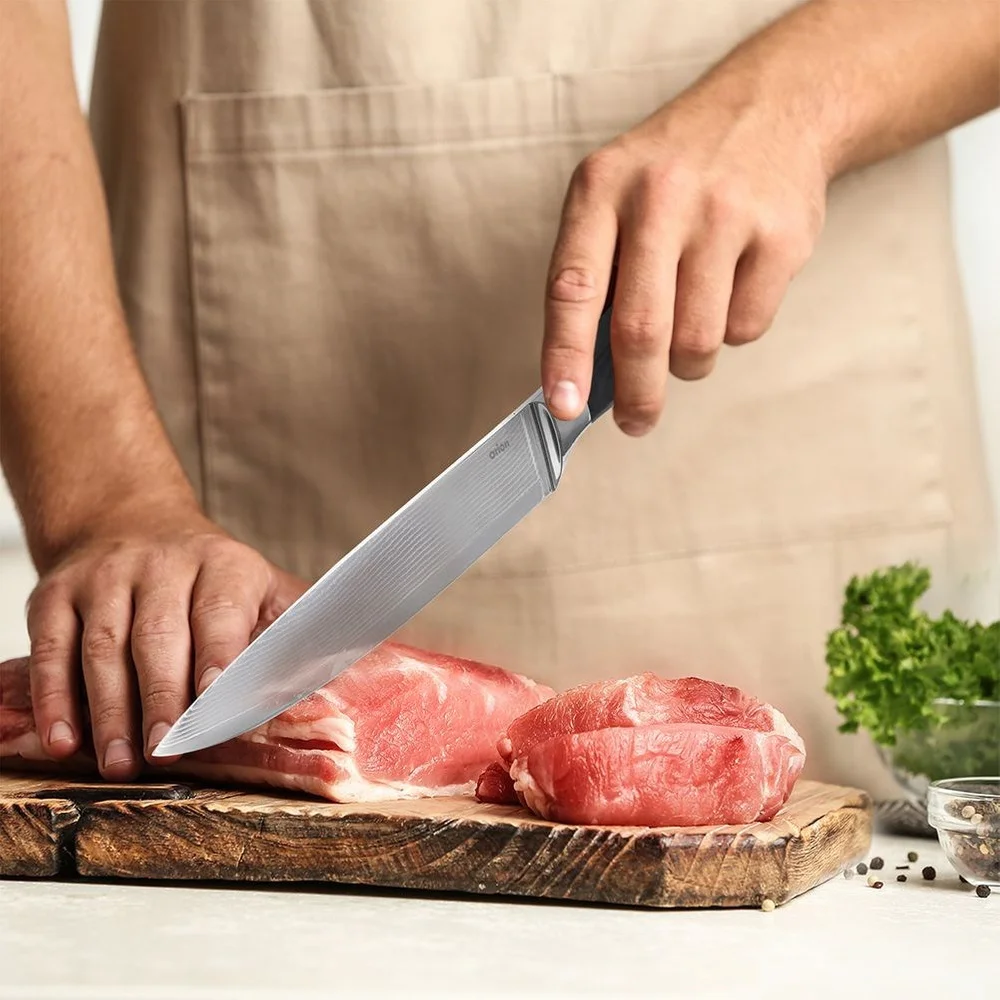 Fotografia 7: Faca de chef de aço de cozinha DAMASCUS 33,5 cm para corte de alimentos