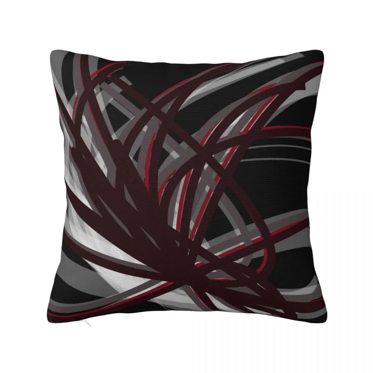 

Burgundy & Gray Artistic Abstract Ribbon Pillowcase Printing Cushion Cover Decoration Throw Pillow Case Cover Home Zipper