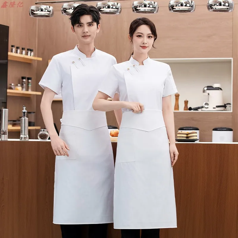Uniforme de Chef de restaurante de estilo chino, ropa fina de manga corta para Chef de panadería, restaurante de Hotel, ropa de Chef de verano
