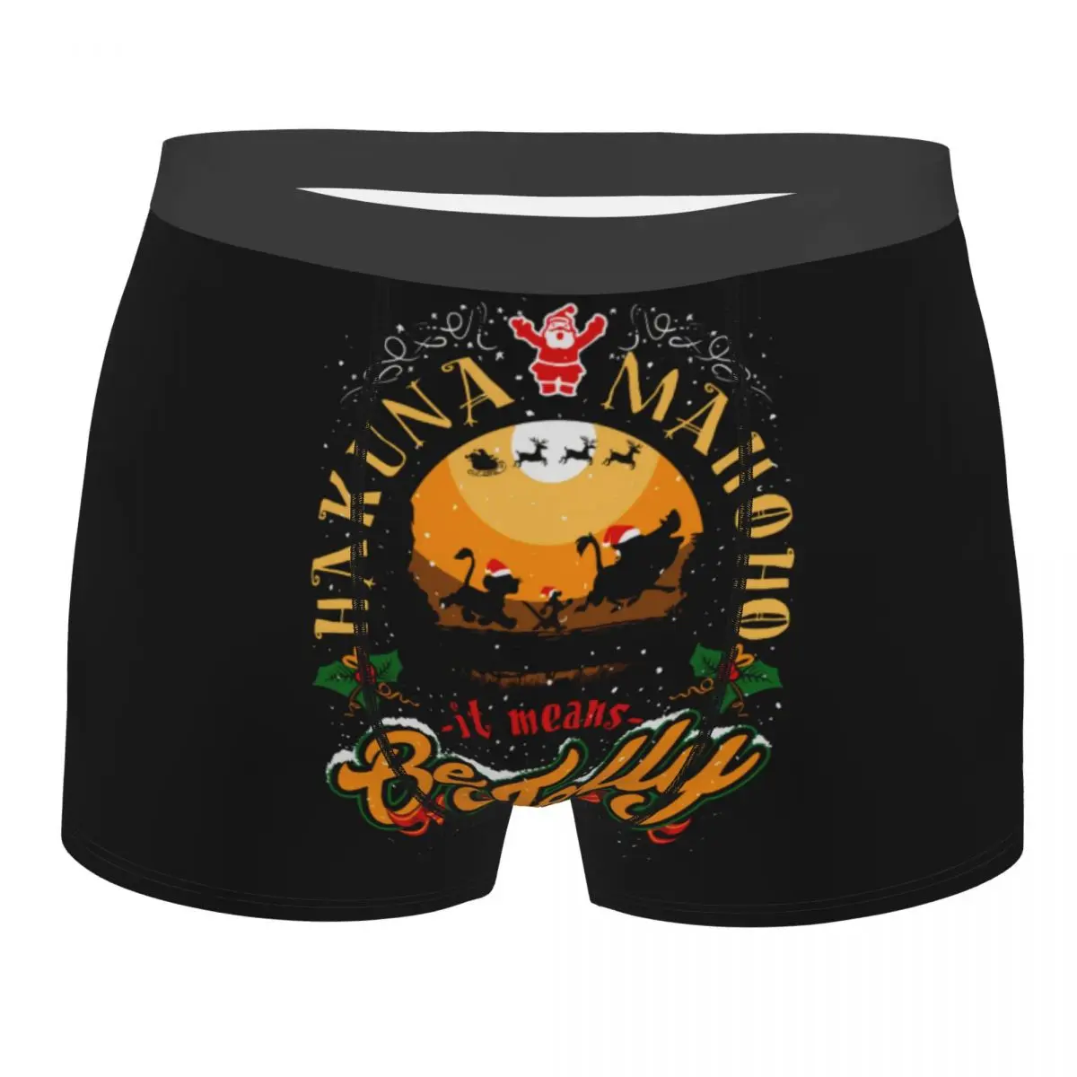 Custom Hakuna Matata Underwear Stretch The Lion King Christmas Creative Fan Art Boxer Briefs Shorts Panties Underpants For Homme