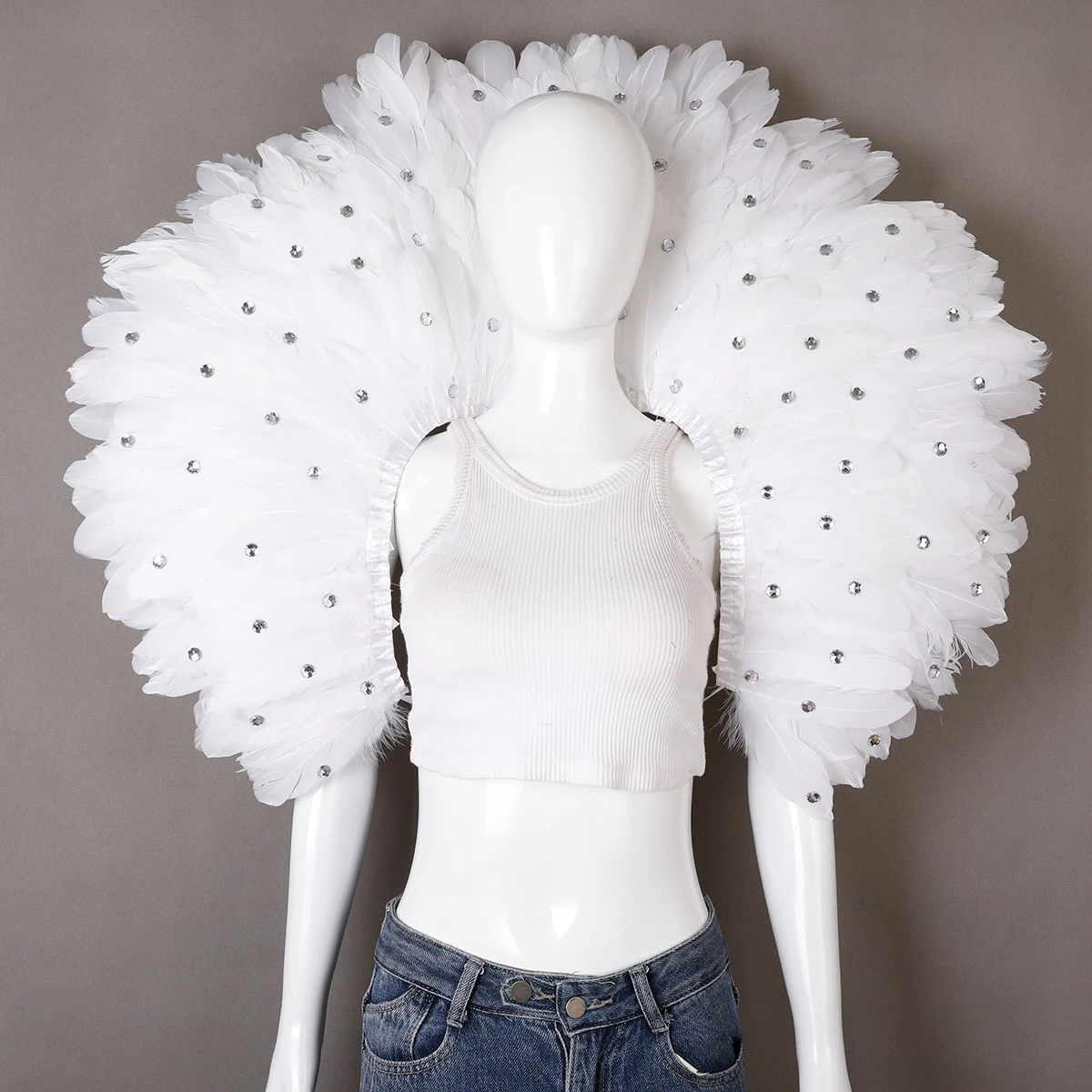 Halloween Masquerade Ball Party Carnival Feather Shawl New Elegant Women's Shawl Set Cosplay Feather Punk Style