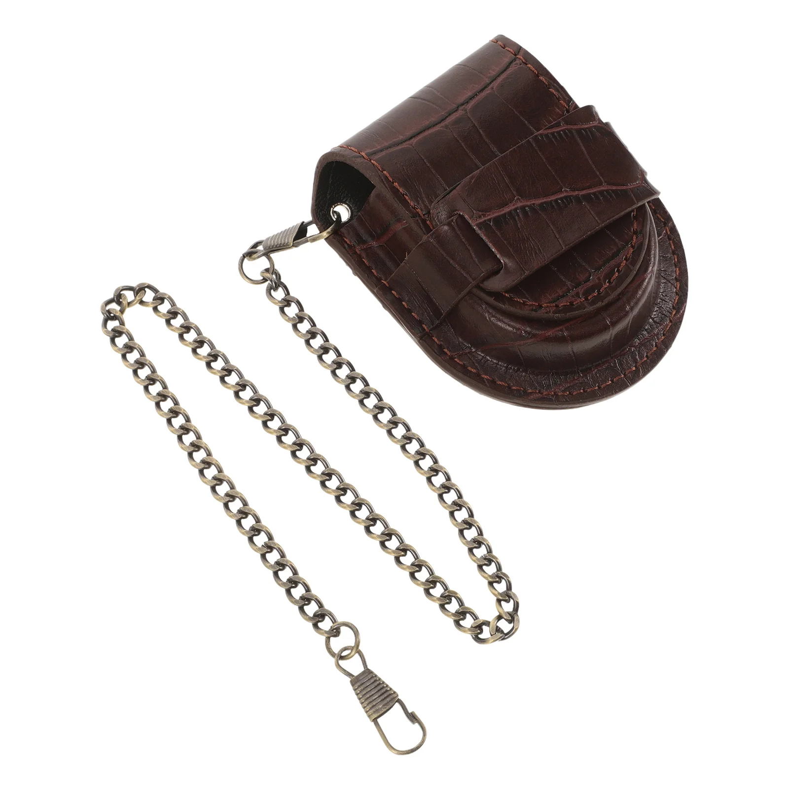 

Bamboo Pattern Pocket Watch PU Case Belt Holder Chain Portable Watch Storage Accessories for Men Women