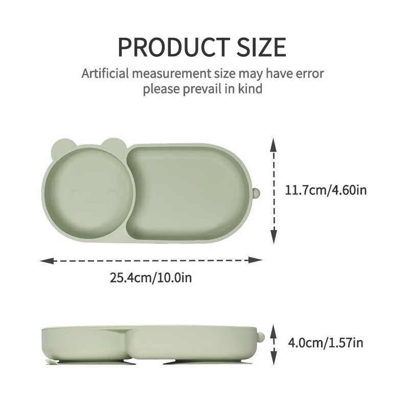 Baby-Silikon-Saugnapf-Schüssel, süßes Bären-Design, Macaron-Farbe, 100 % lebensmittelechtes Silikon, BPA-frei, Doppelplatten-Design für Mahlzeiten