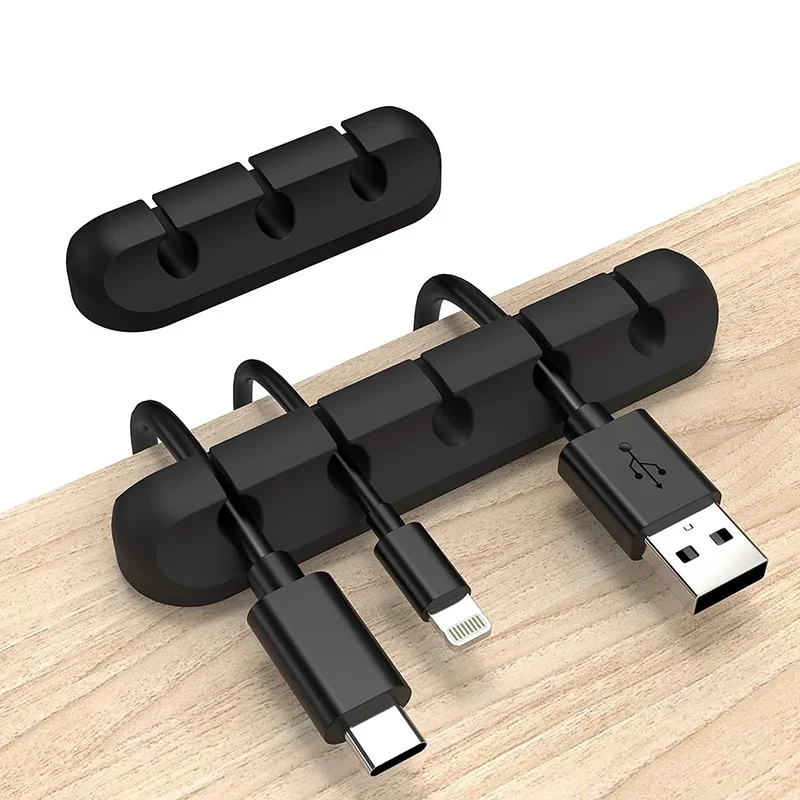 3/5/7 Holes Silicone USB Data Charging Cable Organizer Cable Winder Desktop Management Clip Cable Holder For Mouse Earphone Wire