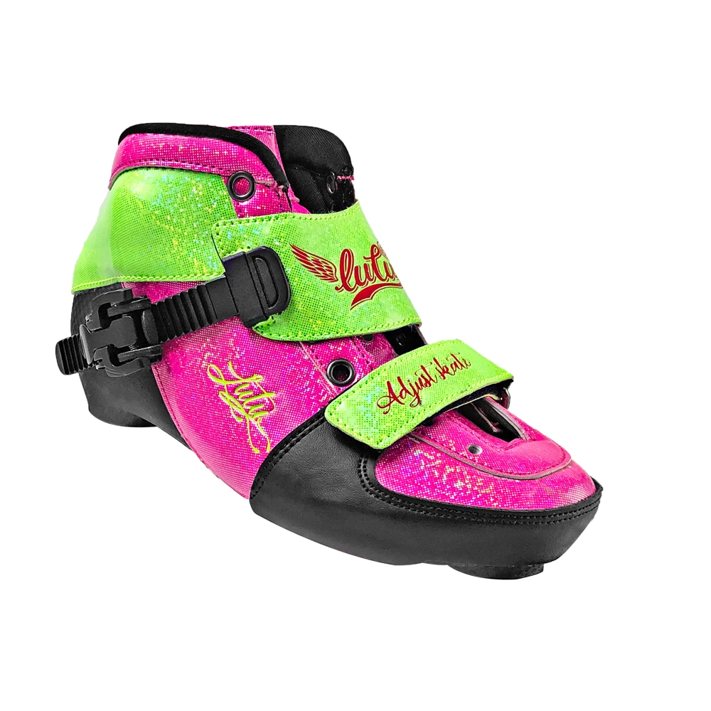 Patines ajustables para niños, zapatos de patinaje, botas de patinaje en línea, color rosa y azul, 4 tamaños ajustables